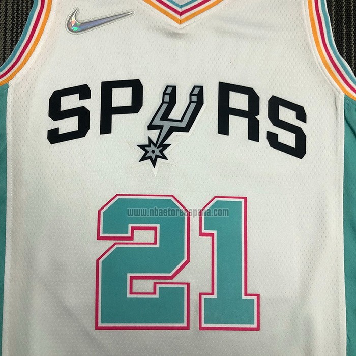 Camiseta San Antonio Spurs Tim Duncan NO 21 Ciudad 2021-22 Blanco